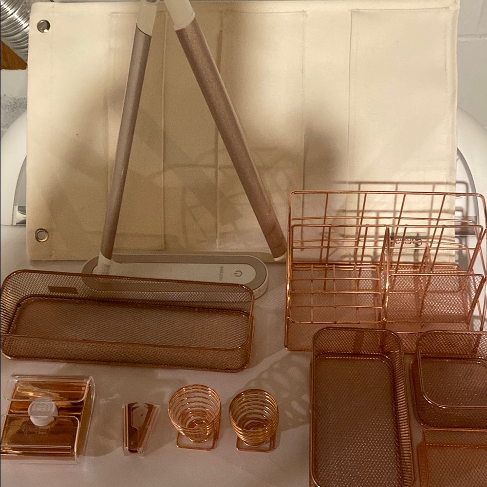 Rose gold multi pc desk set